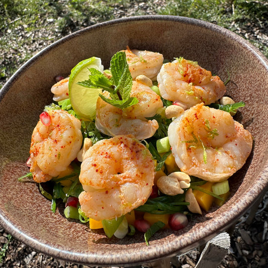 Salade de gambas et mangue aux algues Wakame